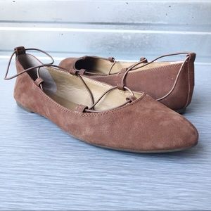 LUCKY BRAND Toffee Suede Aviee Round Flats 8.5M